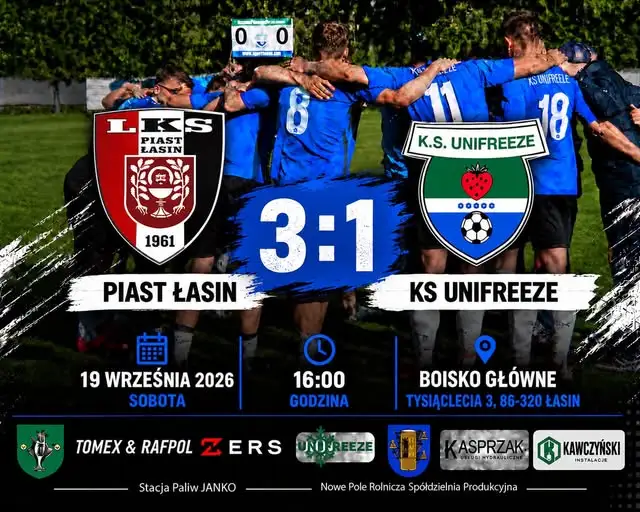 A-klasa: Porażka w Łasinie mimo ambitnej pogoni