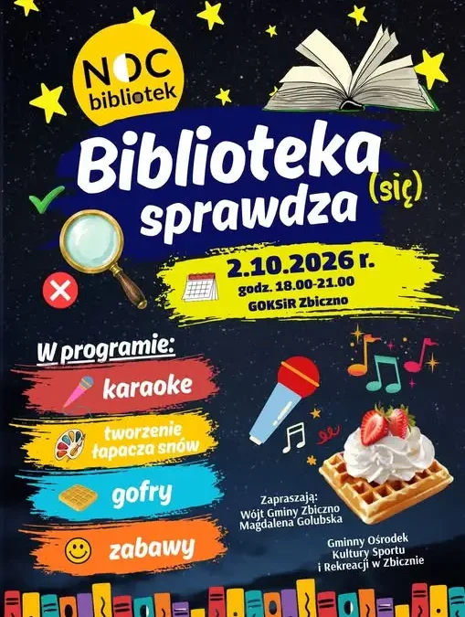 Noc Bibliotek w Zbicznie: „Biblioteka (się) sprawdza” już 2 października