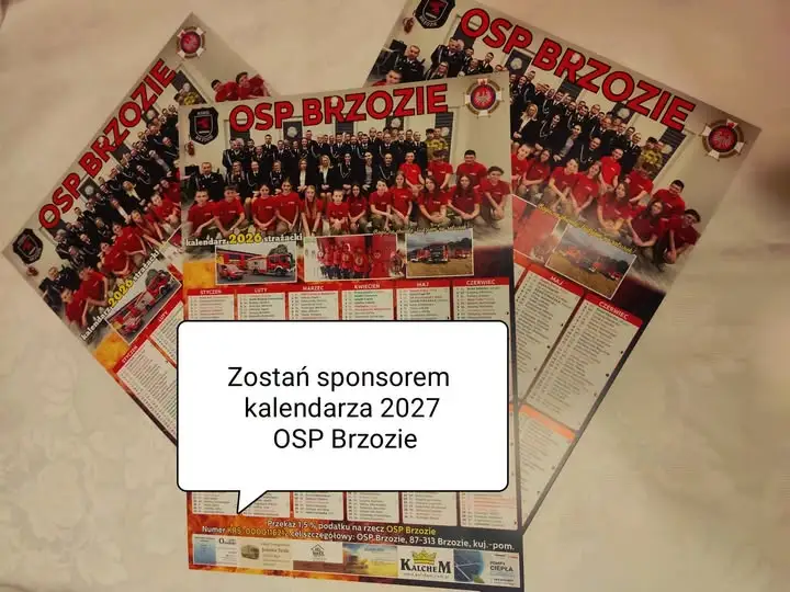 OSP Brzozie szuka sponsorów do kalendarza na 2027 rok