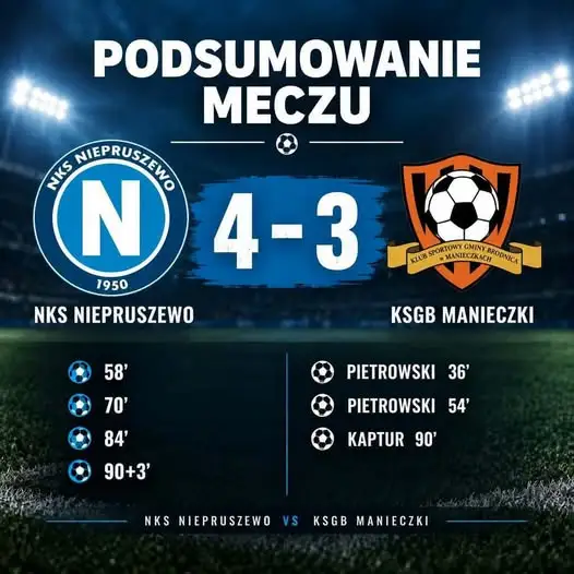 NKS Niepruszewo lepszy od KSGB Manieczki w dramatycznym meczu