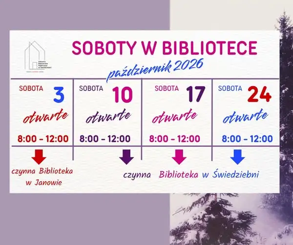 Biblioteka w Świedziebni zaprasza na sobotnie dyżury – sprawdź harmonogram
