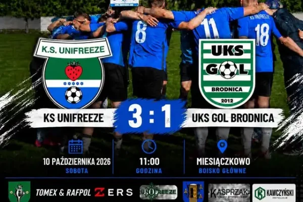 Derby dla Unifreeze! KS Unifreeze Miesiączkowo pokonał UKS Gol Brodnica 3:1