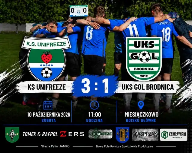 Derby dla Unifreeze! KS Unifreeze Miesiączkowo pokonał UKS Gol Brodnica 3:1