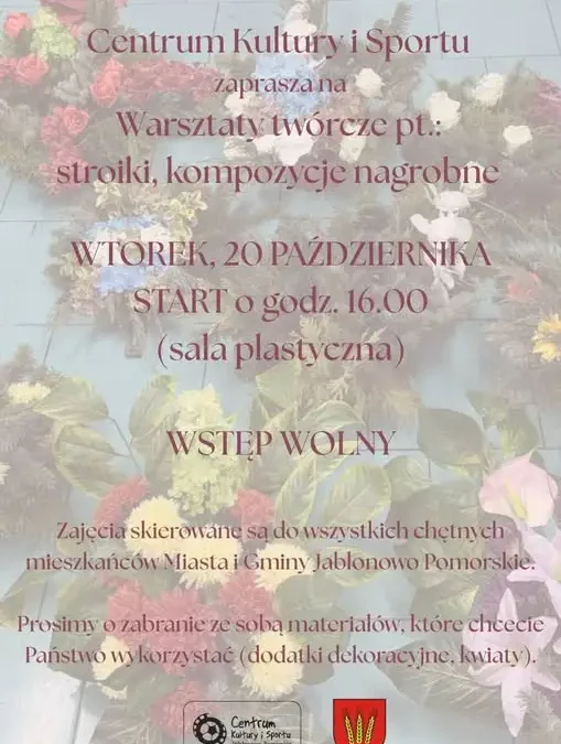 Warsztaty twórcze w Jabłonowie Pomorskim – stroiki i kompozycje nagrobne