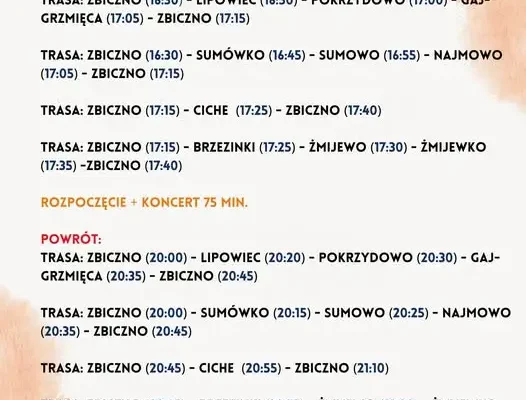 Dzień Seniora w Zbicznie – rozkład jazdy autobusów na koncert