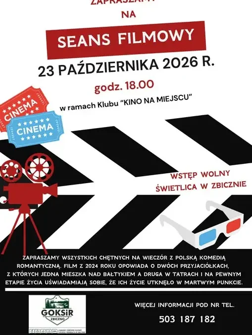 Jesienny piątek z komedią romantyczną w świetlicy w Zbicznie