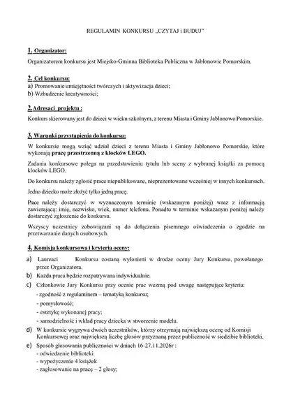 Konkurs „Czytaj i Buduj” – zbuduj siedzibę bohatera literackiego z klocków LEGO