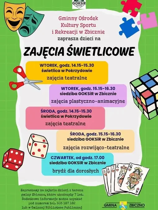 Zajęcia świetlicowe w GOKSiR Zbiczno – sprawdź harmonogram!