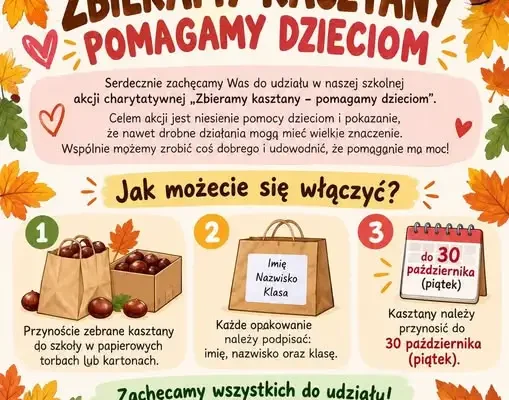 Szkoła w Jastrzębiu zbiera kasztany, by pomóc dzieciom