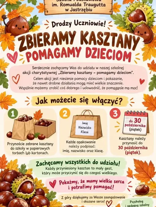 Szkoła w Jastrzębiu zbiera kasztany, by pomóc dzieciom
