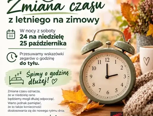 Zmiana czasu: w nocy z 24 na 25 października cofamy zegary o godzinę